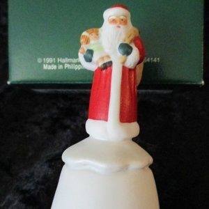 NIB Hallmark Keepsake Ornament 1991 Santa's Premiere Porcelain Bell